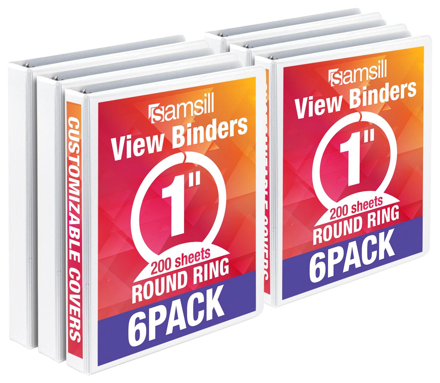 BINDER VIEW VALUE SAMSILL 1 IN WHITE PACK OF 6