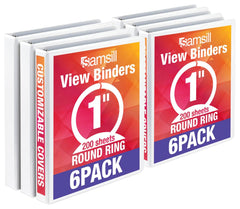 BINDER VIEW VALUE SAMSILL 1 IN WHITE PACK OF 6