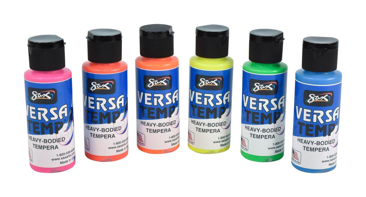 PAINT TEMPERA SAX VERSATEMP 2OZ ASST FLOURESCENT SET OF 6
