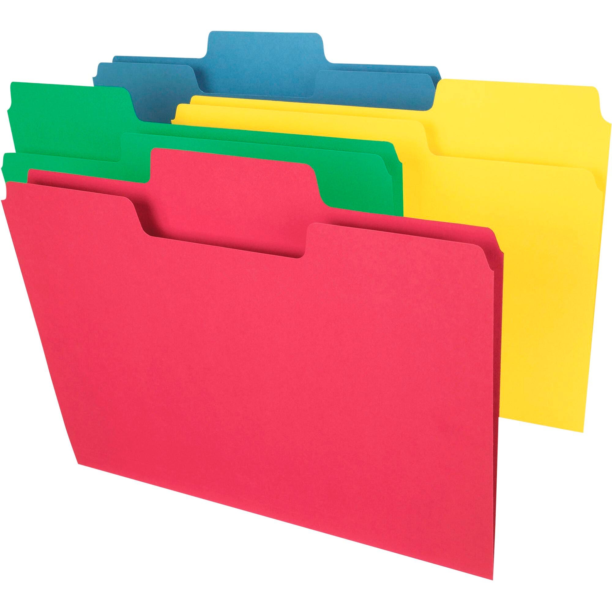 FILE FOLDER LETTER 1/3 CUT ASST PK OF 100 SMD11987