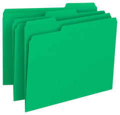 FILE FOLDER LETTER 1/3 CUT GREEN PK OF 100 SMD12143