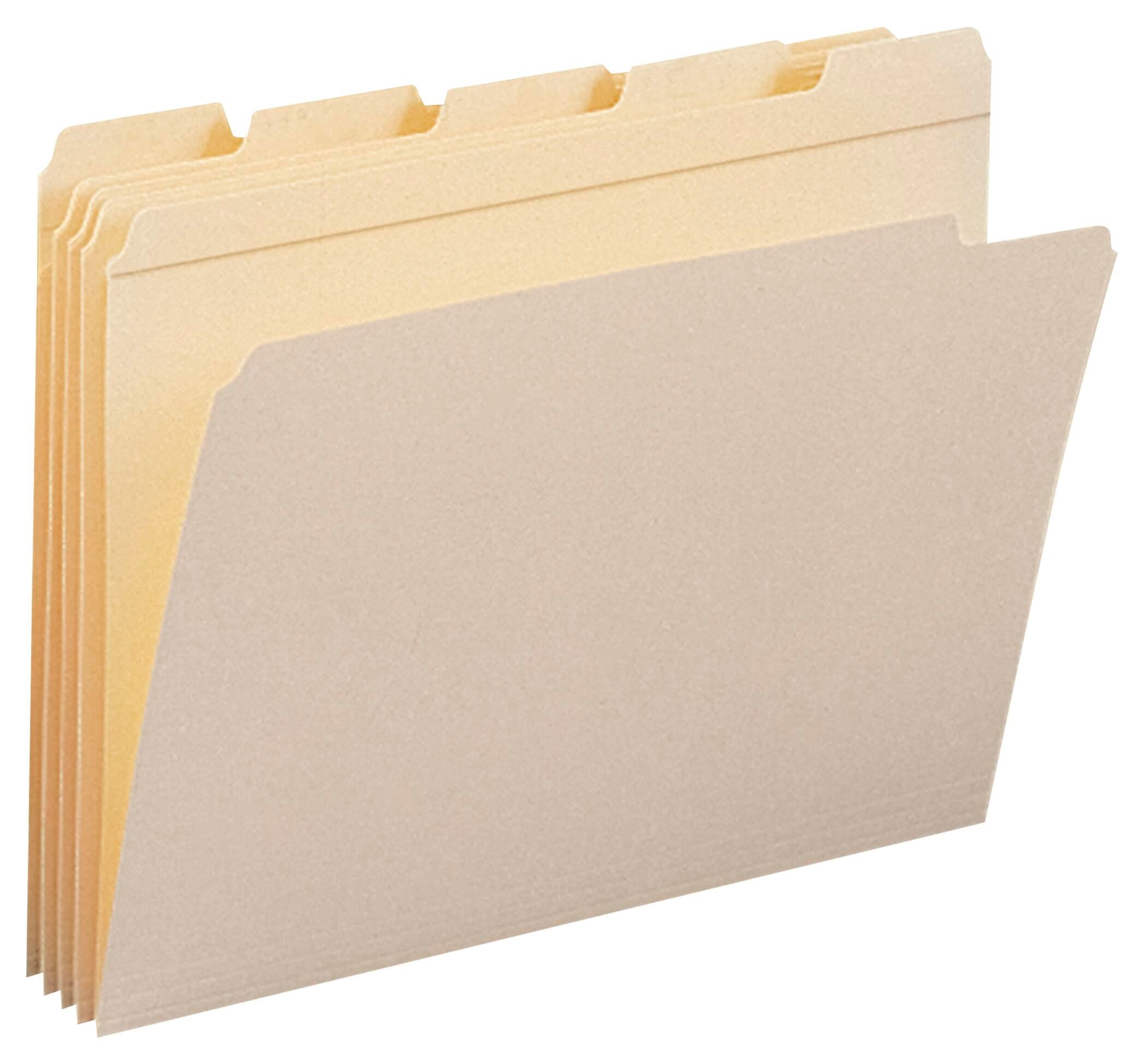FILE FOLDER LETTER 1/5 ASSTD TAB MANILA PK OF 100 SMD10356
