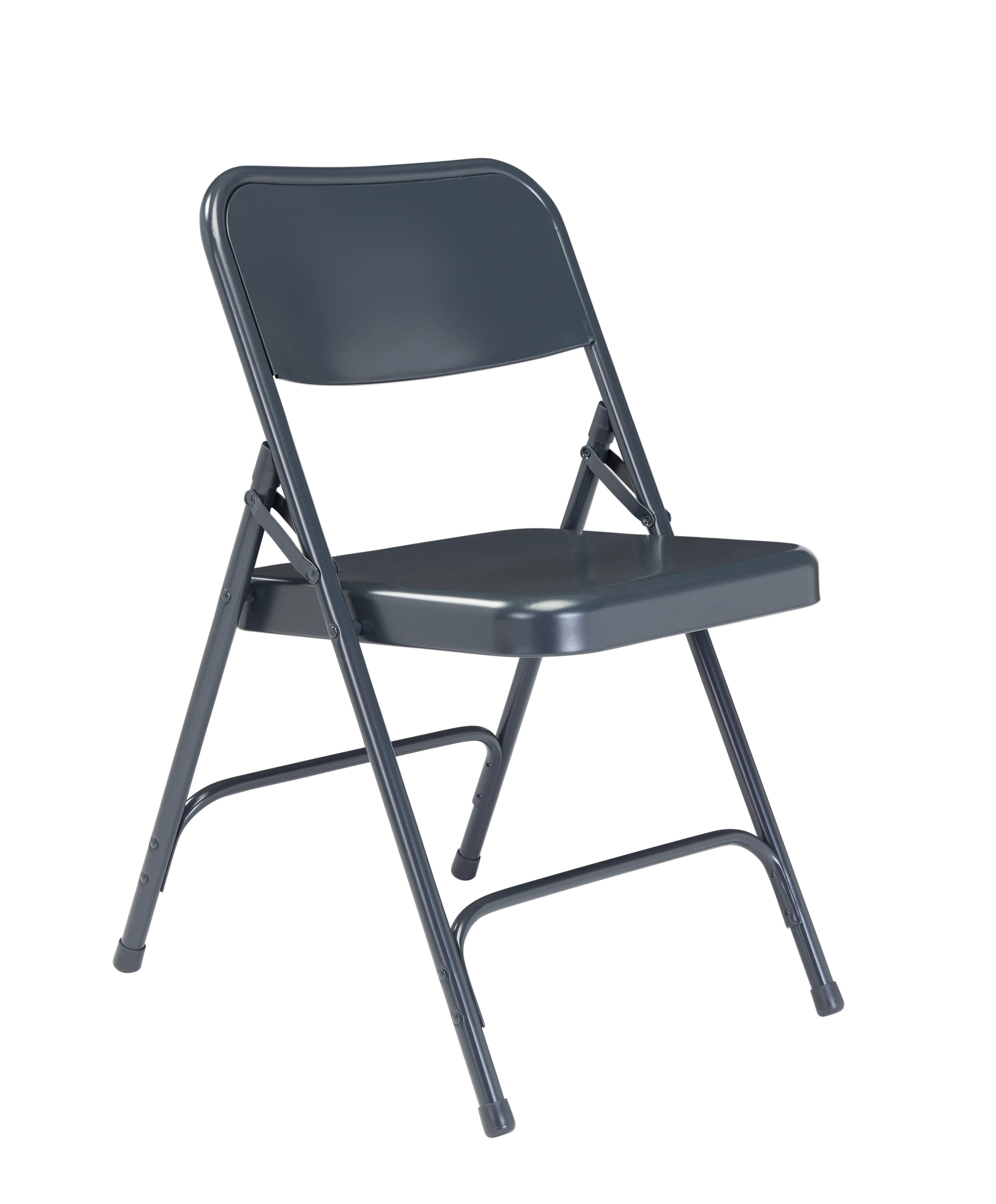 CHAIR FOLDING - NPS 200 SERIES-PREMIUM ALL STEEL DOUBLE HINGE FOLDING CHAIR - CHAR-BLUE - 4 PACK