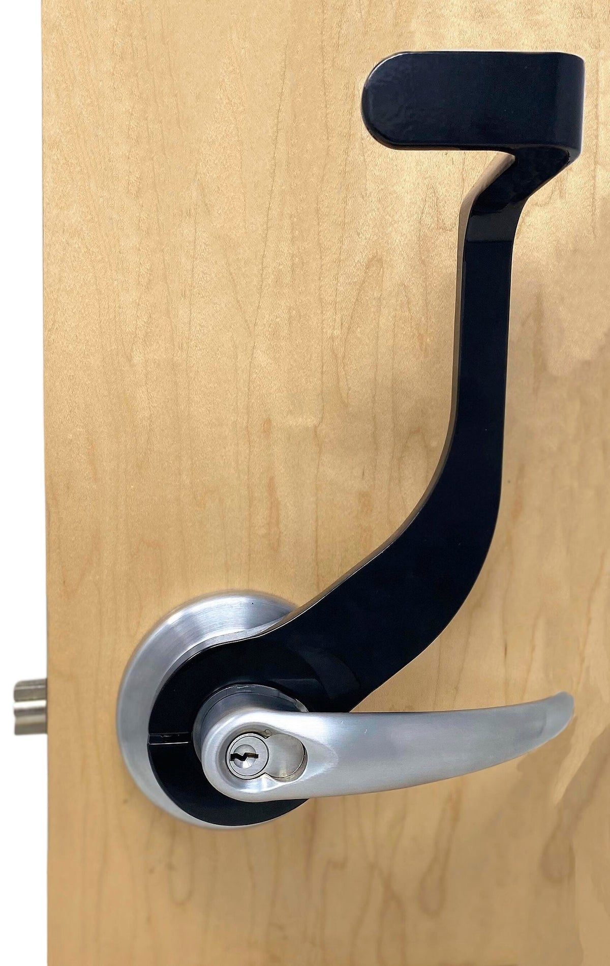 SECURITECH AYZRE HANDS FREE DOOR OPENERS - POWDER COATED BLACK - ANTI MICROBIAL - RIGHT HINGE