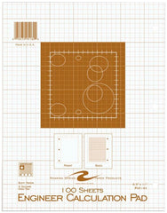 PAPER PAD ENGINEERING 8.5X11 IN GRID RULED BUFF 100 SHTS