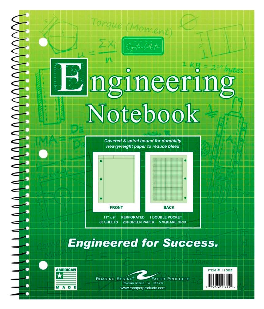 NOTEBOOK ENGINEERING 8.5X11 IN GREEN 80 SHTS