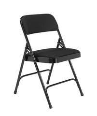 CHAIR FOLDING - NPS 2200 SERIES-DELUXE FABRIC UPHOLSTERED DOUBLE HINGE PREMIUM FOLDING CHAIR - BLACK FRAME - BLACK SEAT/BACK - 4 PACK
