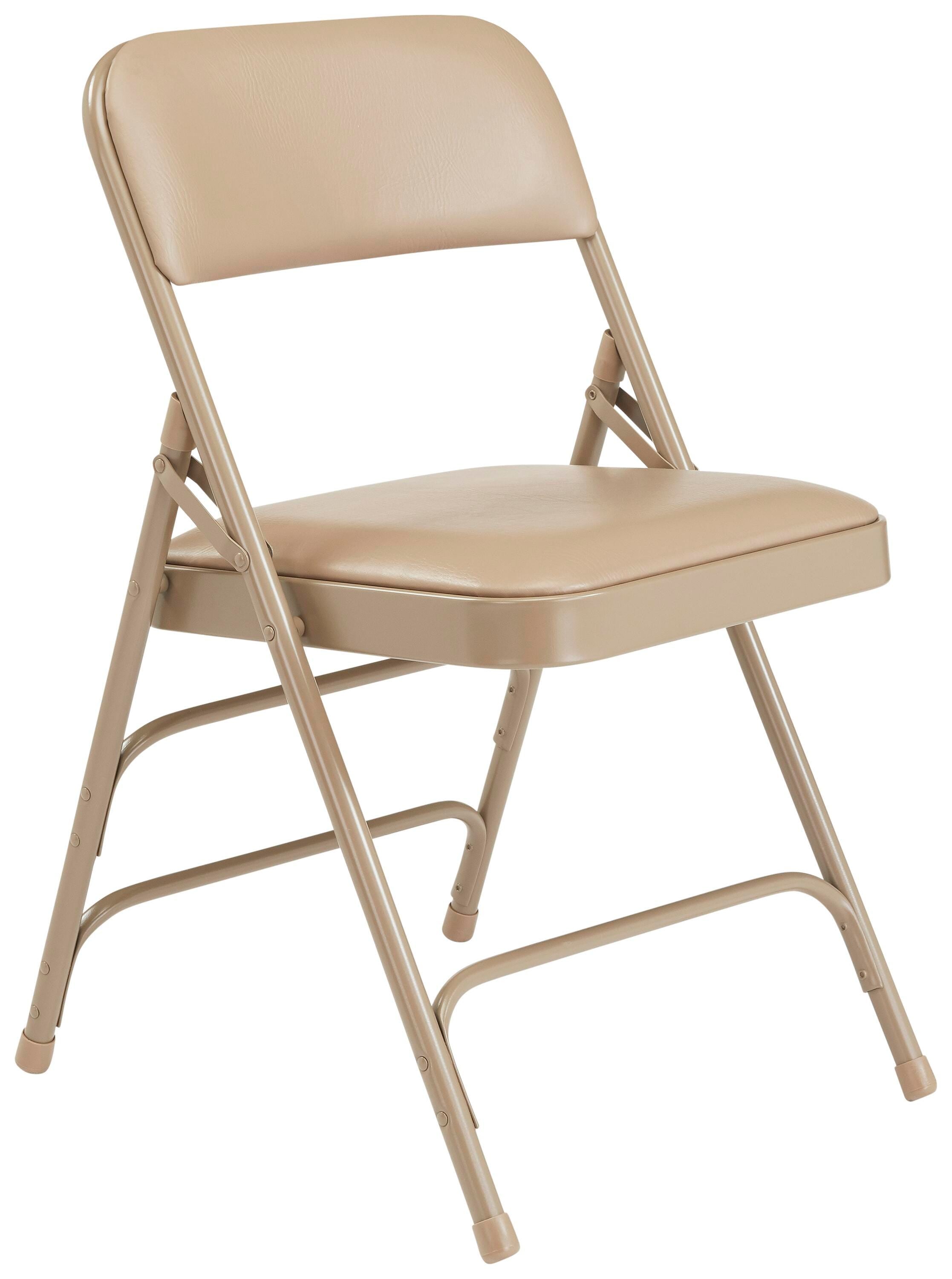 CHAIR FOLDING - NPS 1300 SERIES-PREMIUM VINYL UPHOLSTERED TRIPLE BRACE DOUBLE HINGE FOLDING CHAIR - BEIGE FRAME - FRENCH BEIGE SEAT/BACK - 4 PACK