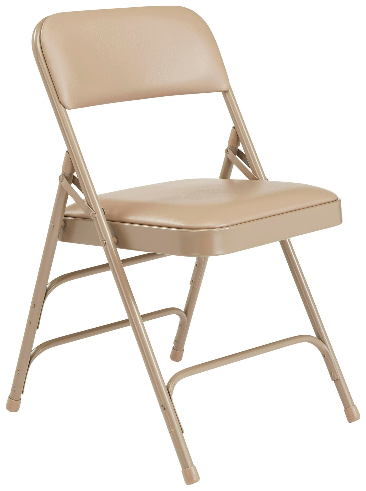 CHAIR FOLDING - NPS 1300 SERIES-PREMIUM VINYL UPHOLSTERED TRIPLE BRACE DOUBLE HINGE FOLDING CHAIR - BEIGE FRAME - FRENCH BEIGE SEAT/BACK - 4 PACK