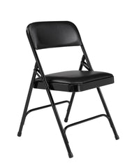 CHAIR FOLDING - NPS 1200 SERIES-PREMIUM VINYL UPHOLSTERED DOUBLE HINGE FOLDING CHAIR - BLACK FRAME - BLACK SEAT/BACK - 4 PACK