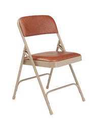 CHAIR FOLDING - NPS 1200 SERIES-PREMIUM VINYL UPHOLSTERED DOUBLE HINGE FOLDING CHAIR -BEIGE FRAME - HONEY BROWN SEAT/BACK - 4 PACK