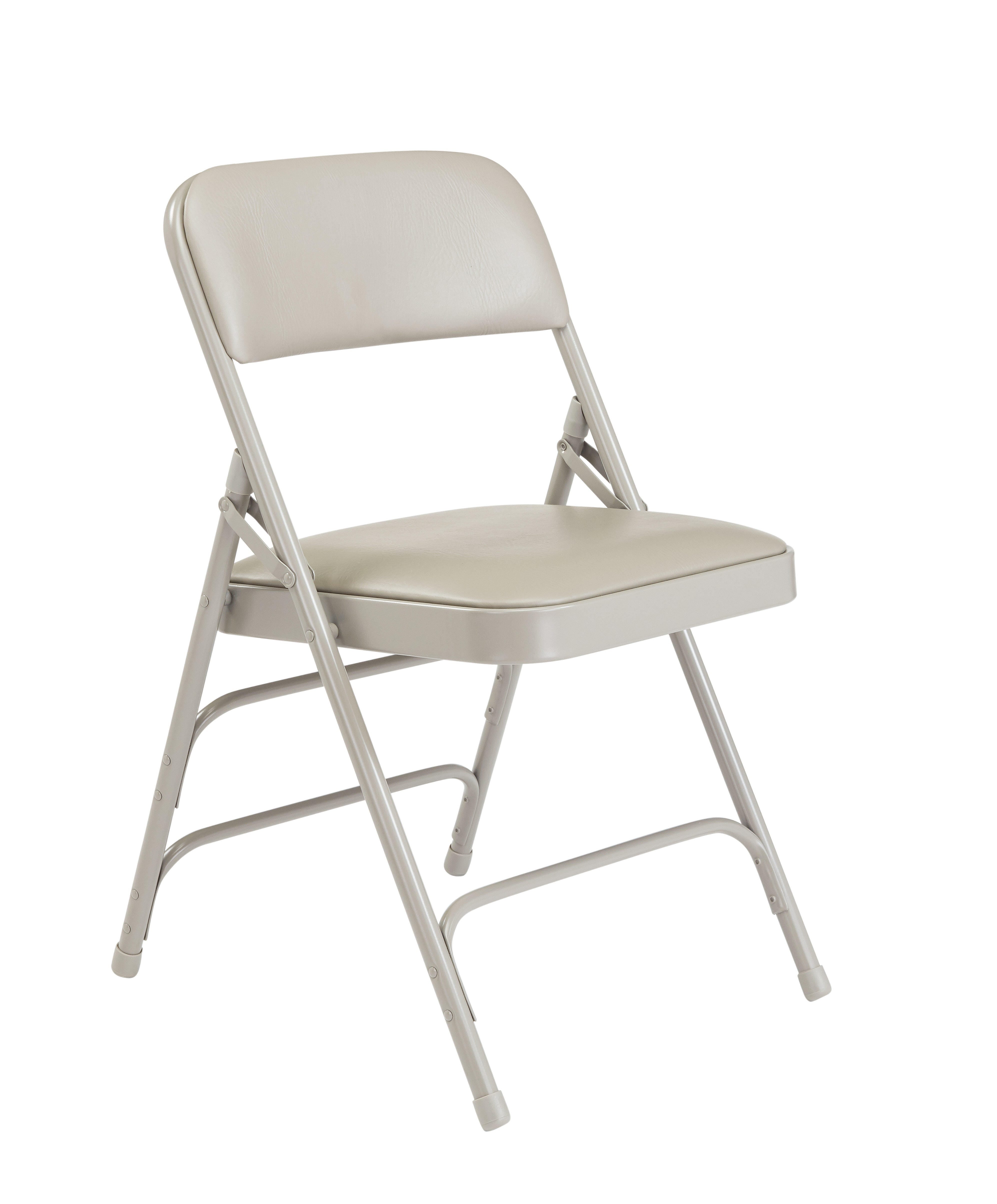 CHAIR FOLDING - NPS 1300 SERIES-PREMIUM VINYL UPHOLSTERED TRIPLE BRACE DOUBLE HINGE FOLDING CHAIR - GREY FRAM - WARM GREY SEAT/BACK - 4 PACK