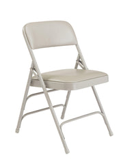 CHAIR FOLDING - NPS 1300 SERIES-PREMIUM VINYL UPHOLSTERED TRIPLE BRACE DOUBLE HINGE FOLDING CHAIR - GREY FRAM - WARM GREY SEAT/BACK - 4 PACK