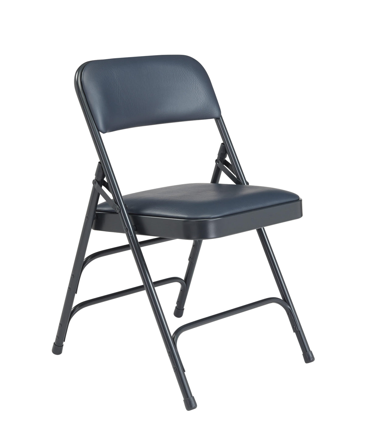 CHAIR FOLDING - NPS 1300 SERIES-PREMIUM VINYL UPHOLSTERED TRIPLE BRACE DOUBLE HINGE FOLDING CHAIR - CHAR-BLUE FRAME - DARK MIDNIGHT BLUE SEAT/BACK - 4 PACK