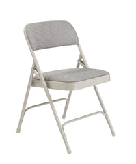 CHAIR FOLDING - NPS 2200 SERIES-DELUXE FABRIC UPHOLSTERED DOUBLE HINGE PREMIUM FOLDING CHAIR - GREY FRAME - GREYSTONE SEAT/BACK - 4 PACK