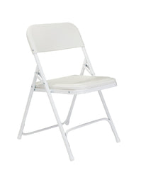 CHAIR FOLDING - NPS 800 SERIES-PREMIUM LIGHTWEIGHT PLASTIC FOLDING CHAIR - WHITE FRAME - WHITE SEAT/BACK - 4 PACK