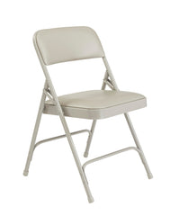 CHAIR FOLDING - NPS 1200 SERIES-PREMIUM VINYL UPHOLSTERED DOUBLE HINGE FOLDING CHAIR - GREY FRAME - WARM GREY SEAT/BACK - 4 PACK