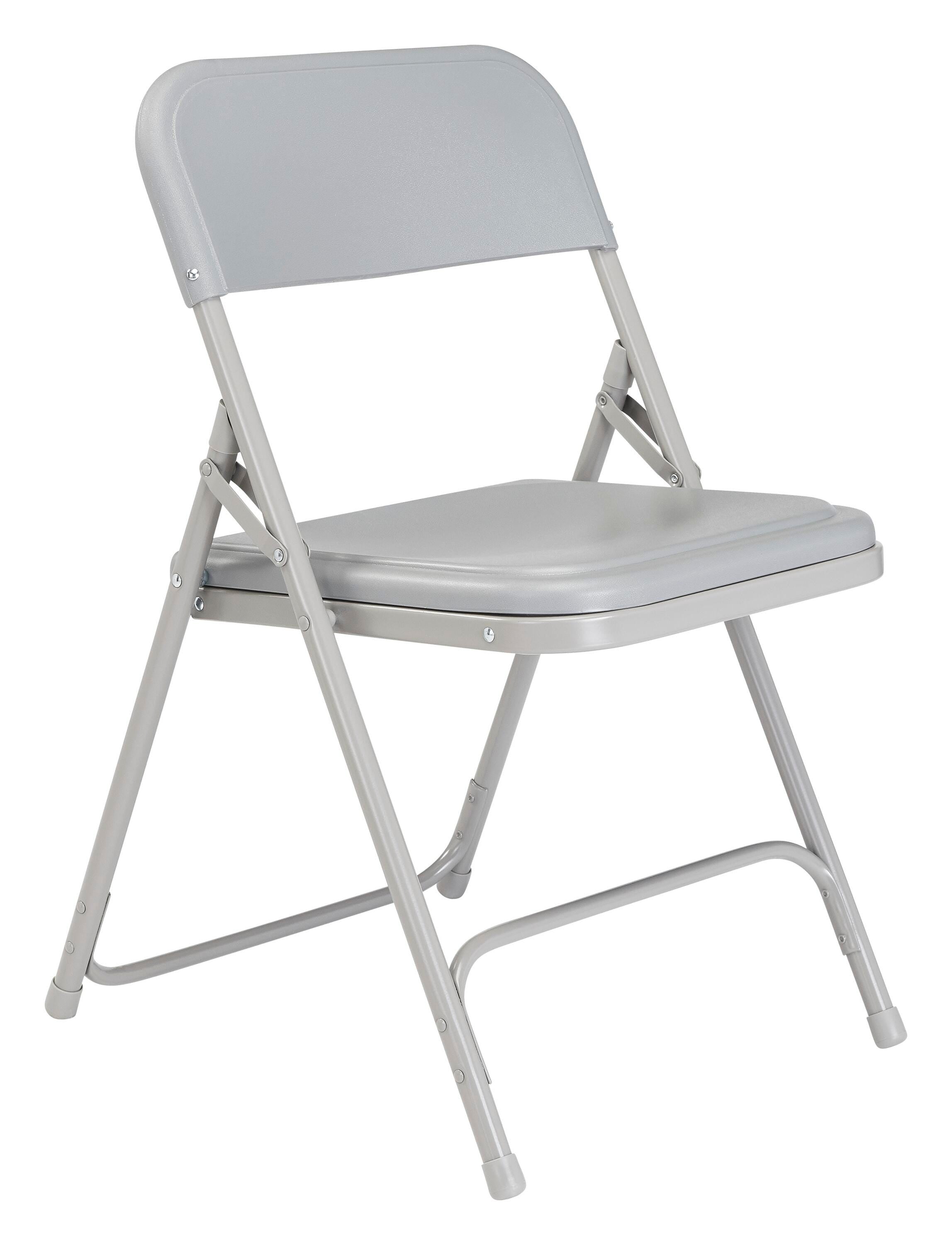 CHAIR FOLDING - NPS 800 SERIES-PREMIUM LIGHTWEIGHT PLASTIC FOLDING CHAIR - GREY FRAME - GREY SEAT/BACK - 4 PACK