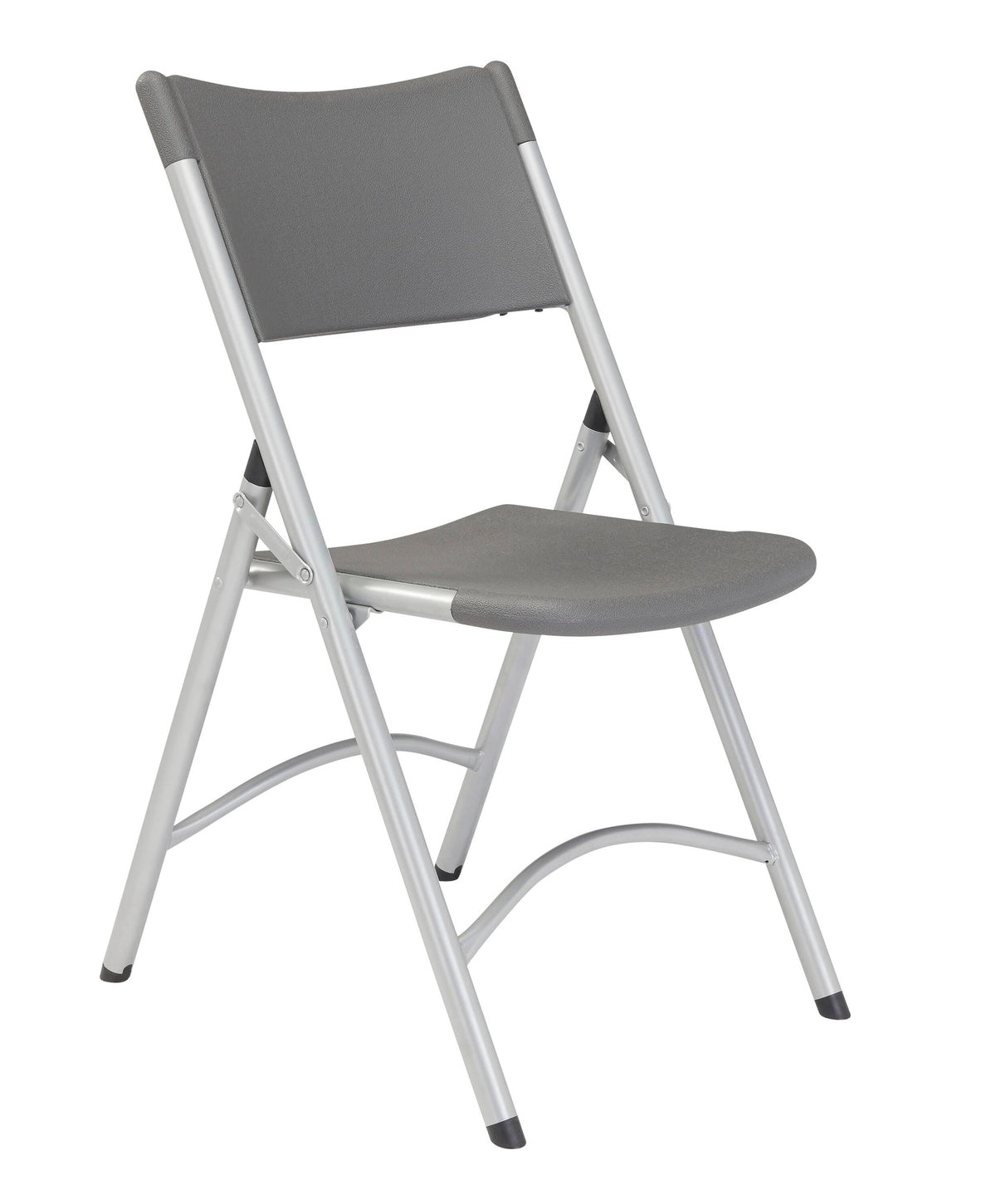 CHAIR FOLDING - NPS 600 SERIES- HEAVY DUTY PLASTIC FOLDING CHAIR - SILVERTONE FRAME - CHARCOAL SLATE BACK/SEAT - 4 PACK