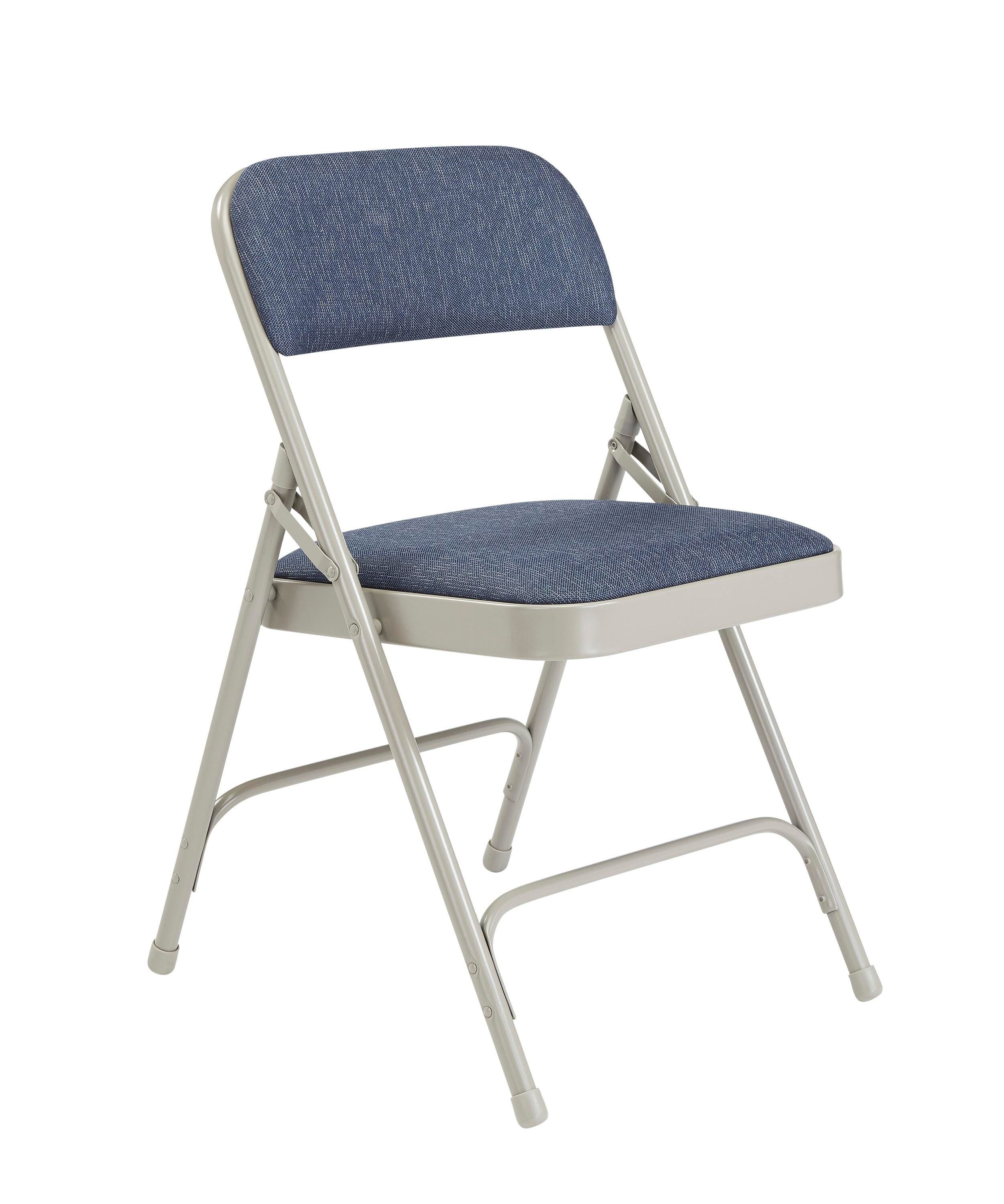 CHAIR FOLDING - NPS 2200 SERIES-DELUXE FABRIC UPHOLSTERED DOUBLE HINGE PREMIUM FOLDING CHAIR -GREY FRAME - IMPERIAL BLUE SEAT/BACK - 4 PACK