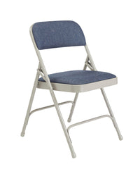 CHAIR FOLDING - NPS 2200 SERIES-DELUXE FABRIC UPHOLSTERED DOUBLE HINGE PREMIUM FOLDING CHAIR -GREY FRAME - IMPERIAL BLUE SEAT/BACK - 4 PACK