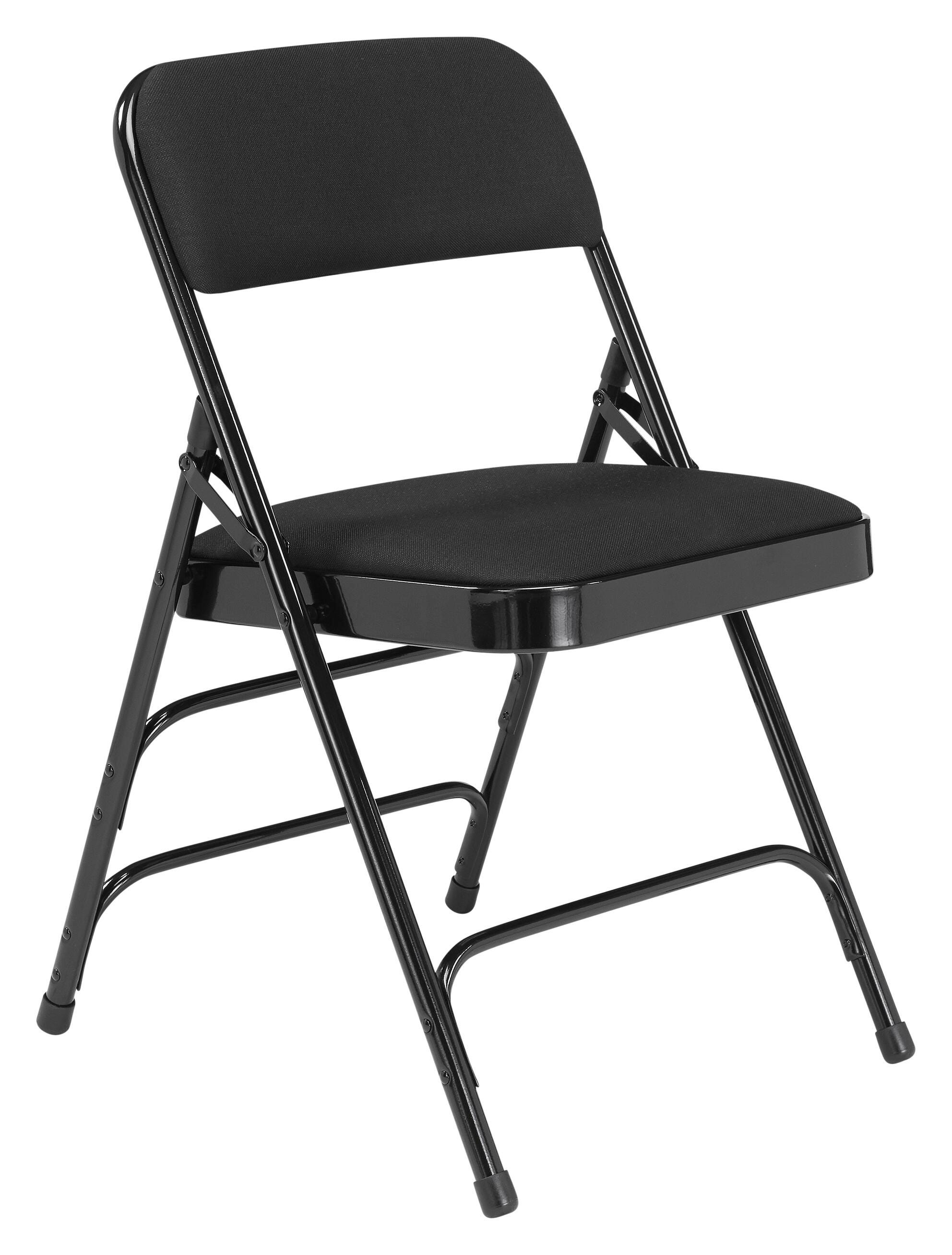 CHAIR FOLDING - NPS 2300 SERIES-DELUXE FABRIC UPHOLSTERED TRIPLE BRACE DOUBLE HINGE PREMIUM FOLDING CHAIR - BLACK FRAME - BLACK SEAT/BACK - 4 PACK