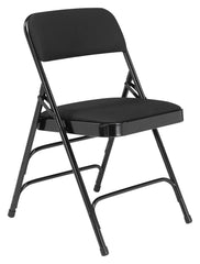 CHAIR FOLDING - NPS 2300 SERIES-DELUXE FABRIC UPHOLSTERED TRIPLE BRACE DOUBLE HINGE PREMIUM FOLDING CHAIR - BLACK FRAME - BLACK SEAT/BACK - 4 PACK