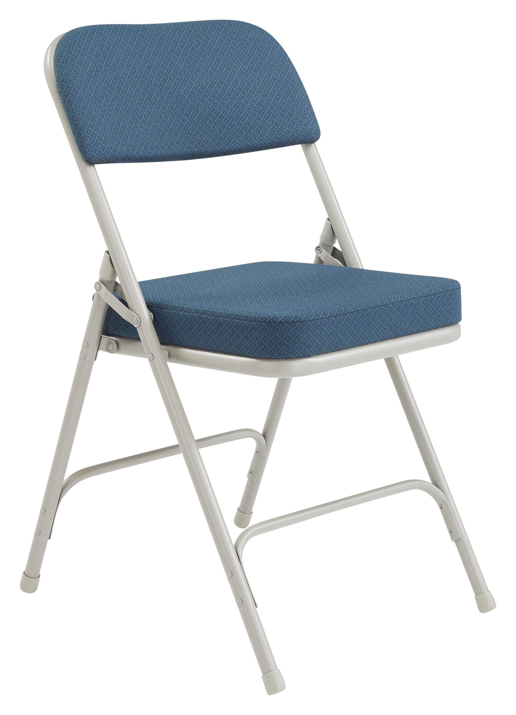 CHAIR FOLDING - NPS 3200 SERIES- PREMIUM 2 INCH FABRIC UPHOLSTERED DOUBLE HINGE FOLDING CHAIR - GREY FRAME - REGAL BLUE SEAT/BACK - 2 PACK