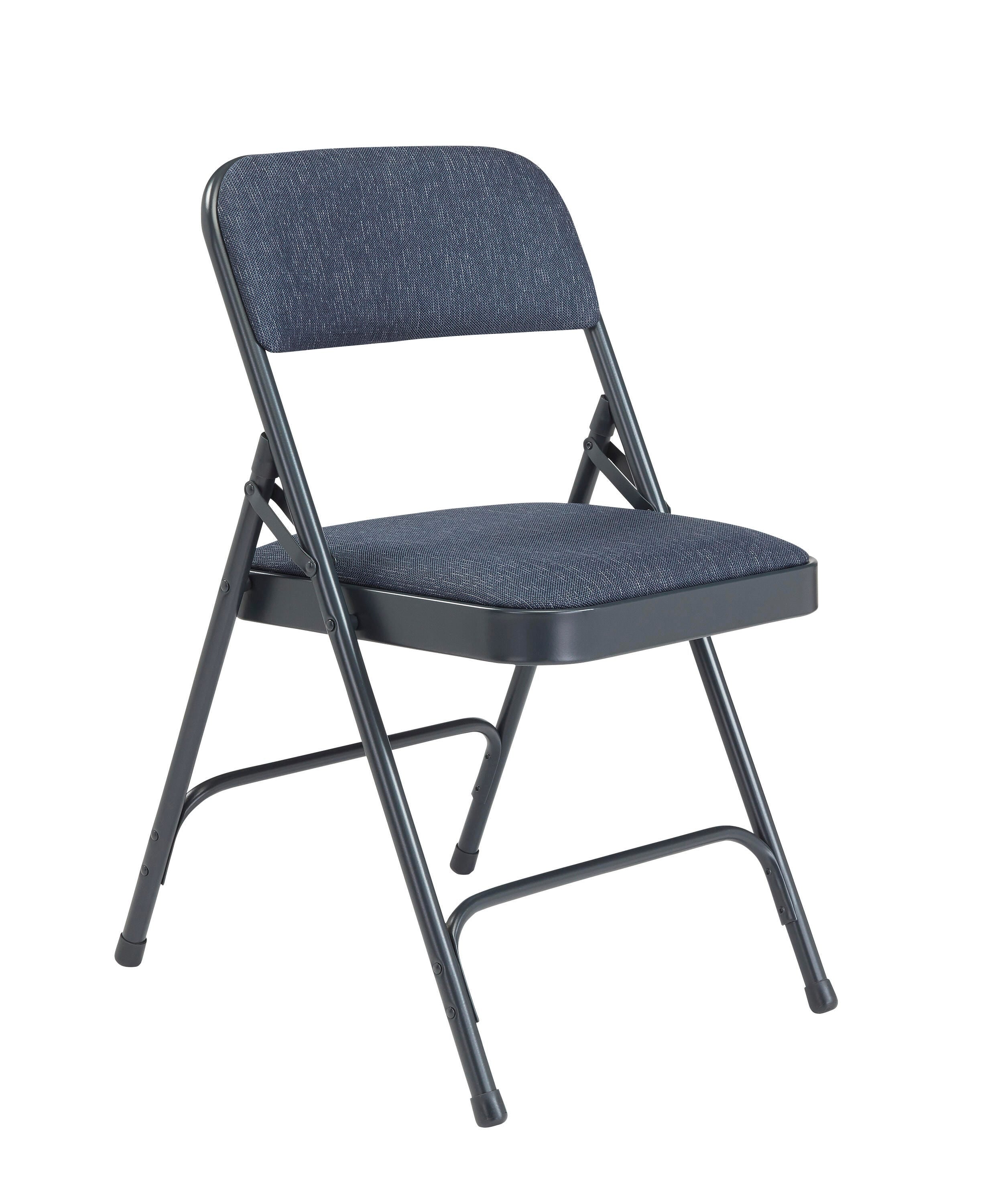 CHAIR FOLDING - NPS 2200 SERIES-DELUXE FABRIC UPHOLSTERED DOUBLE HINGE PREMIUM FOLDING CHAIR -CHAR-BLUE FRAME - IMPERIAL BLUE SEAT/BACK - 4 PACK