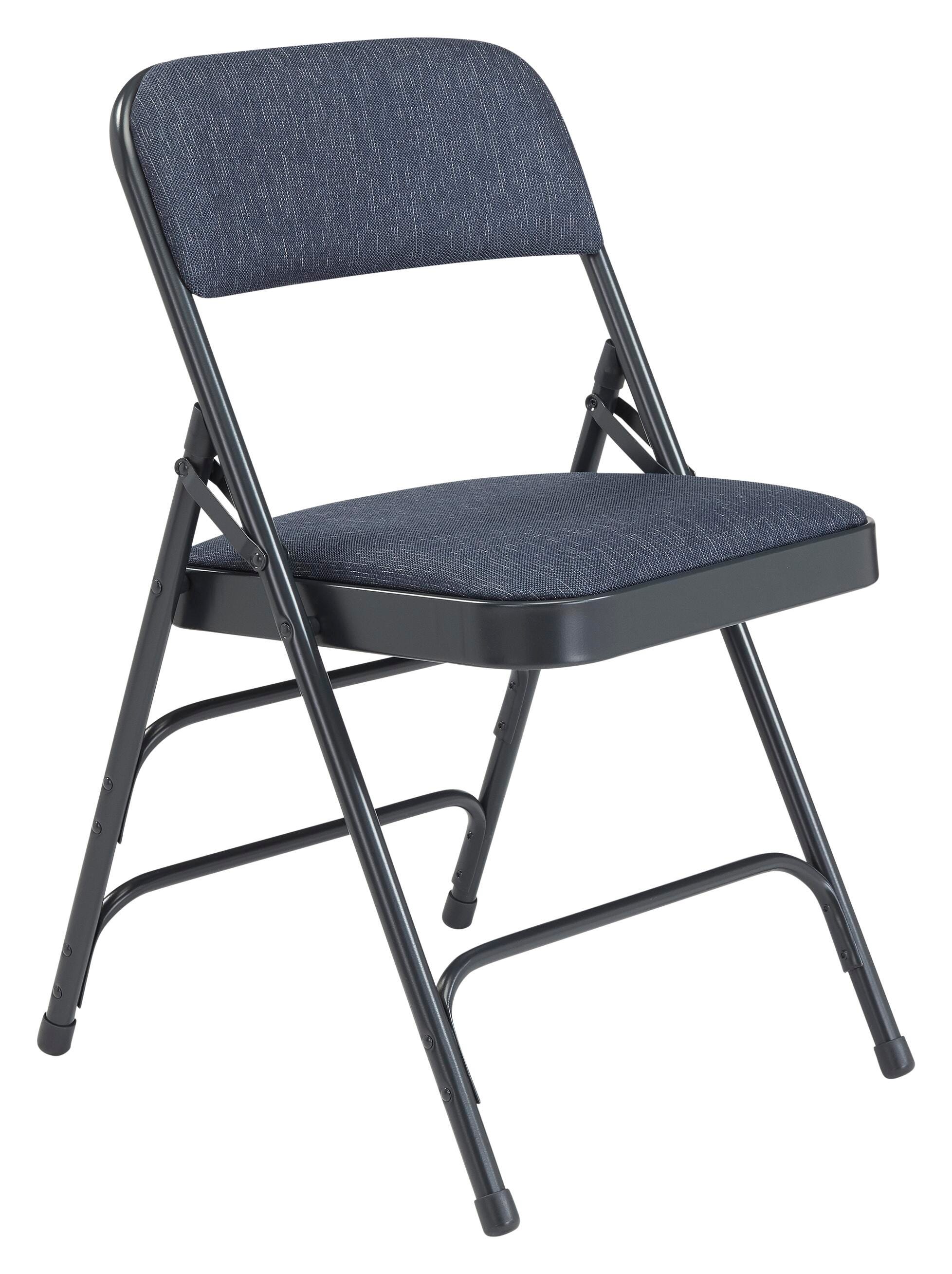 CHAIR FOLDING - NPS 2300 SERIES-DELUXE FABRIC UPHOLSTERED TRIPLE BRACE DOUBLE HINGE PREMIUM FOLDING CHAIR - CHAR-BLUE FRAME - IMPERIAL BLUE SEAT/BACK - 4 PACK