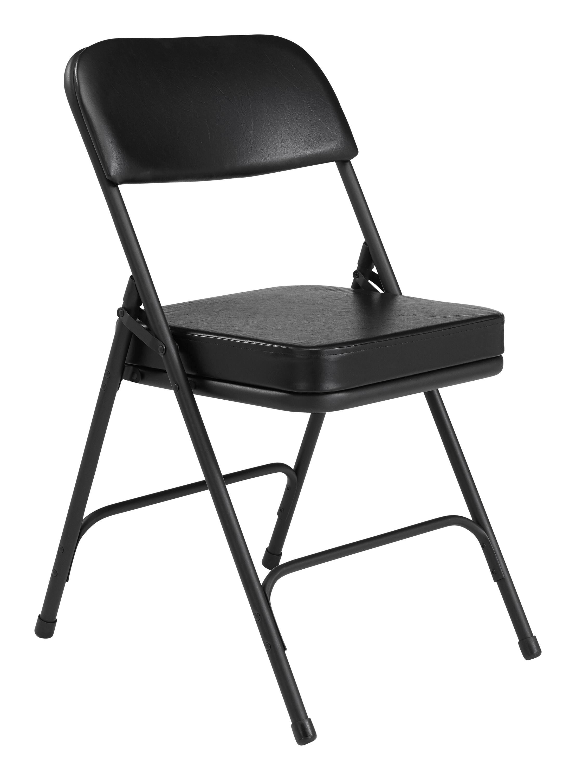 CHAIR FOLDING - NPS 3200 SERIES- PREMIUM 2 INCH VINYL UPHOLSTERED DOUBLE HINGE FOLDING CHAIR - BLACK - 2 PACK