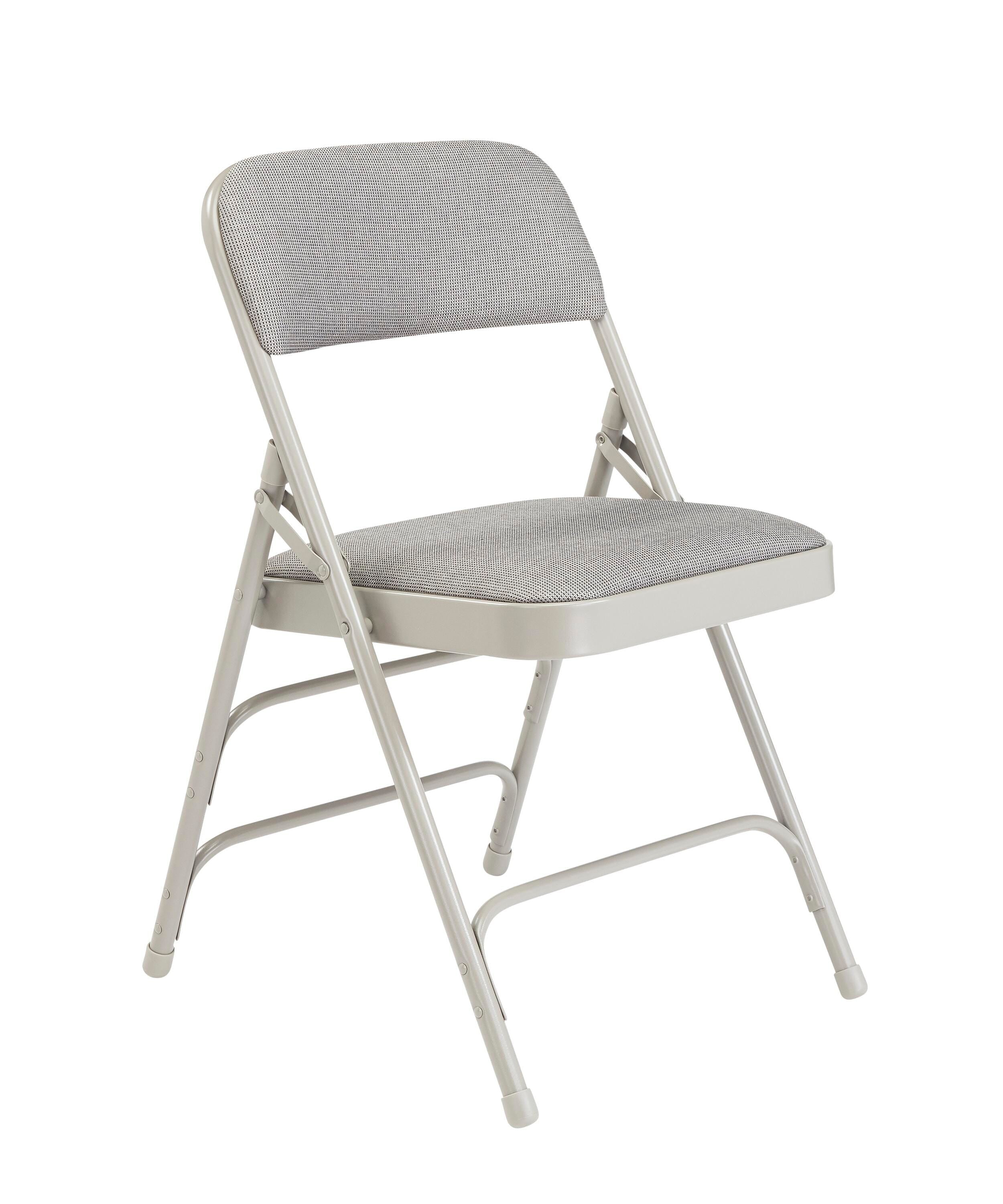 CHAIR FOLDING - NPS 2300 SERIES-DELUXE FABRIC UPHOLSTERED TRIPLE BRACE DOUBLE HINGE PREMIUM FOLDING CHAIR - GRAY FRAME - GREYSTONE SEAT/BACK - 4 PACK