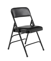 CHAIR FOLDING - NPS 1300 SERIES-PREMIUM VINYL UPHOLSTERED TRIPLE BRACE DOUBLE HINGE FOLDING CHAIR - BLACK FRAME - BLACK SEAT/BACK - 4 PACK