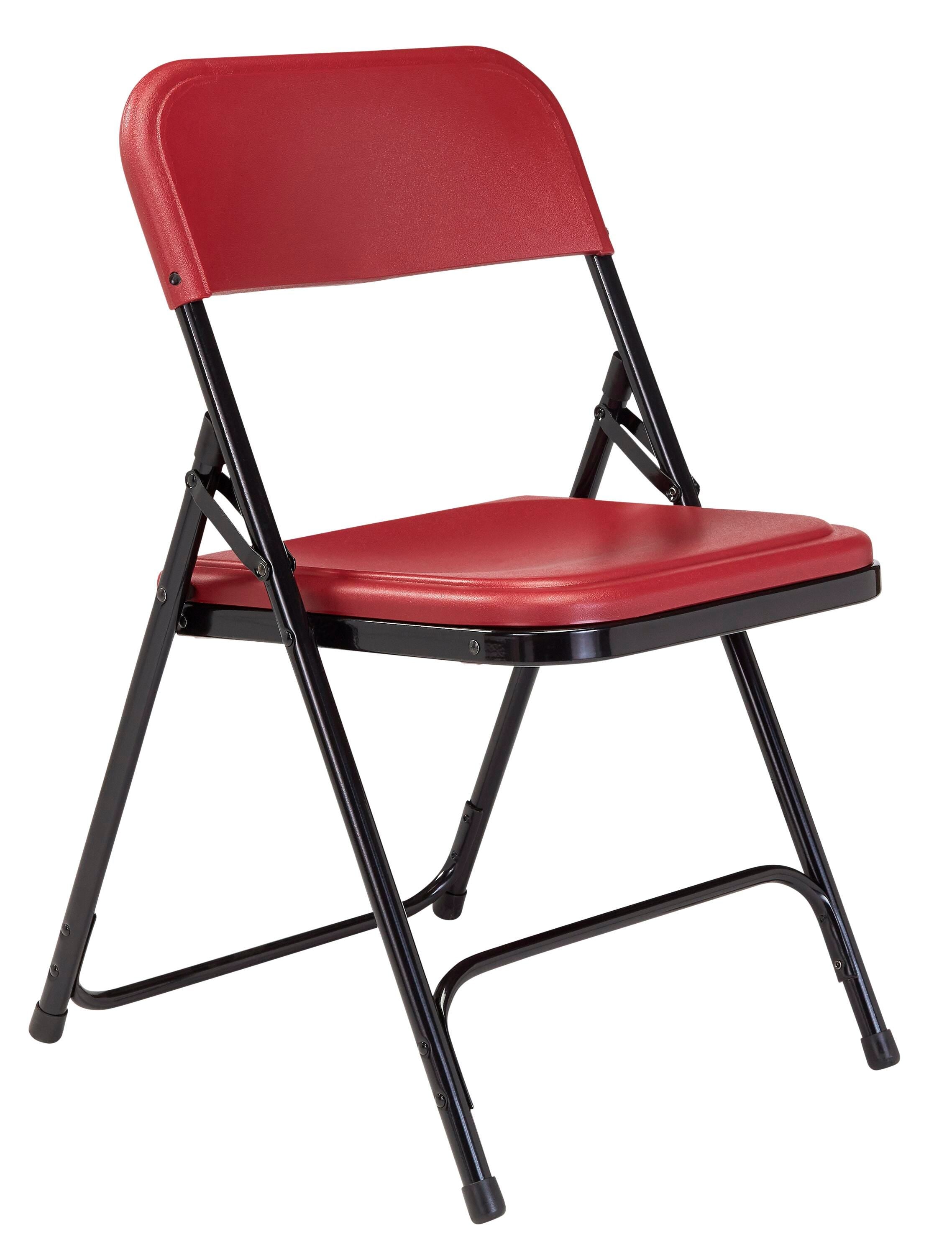 CHAIR FOLDING - NPS 800 SERIES-PREMIUM LIGHTWEIGHT PLASTIC FOLDING CHAIR -BLACK FRAME - BURGUNDY SEAT/BACK - 4 PACK