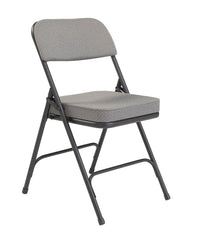 CHAIR FOLDING - NPS 3200 SERIES- PREMIUM 2 INCH FABRIC UPHOLSTERED DOUBLE HINGE FOLDING CHAIR - BLACK FRAME - CHARCOAL GREY SEAT/BACK - 2 PACK