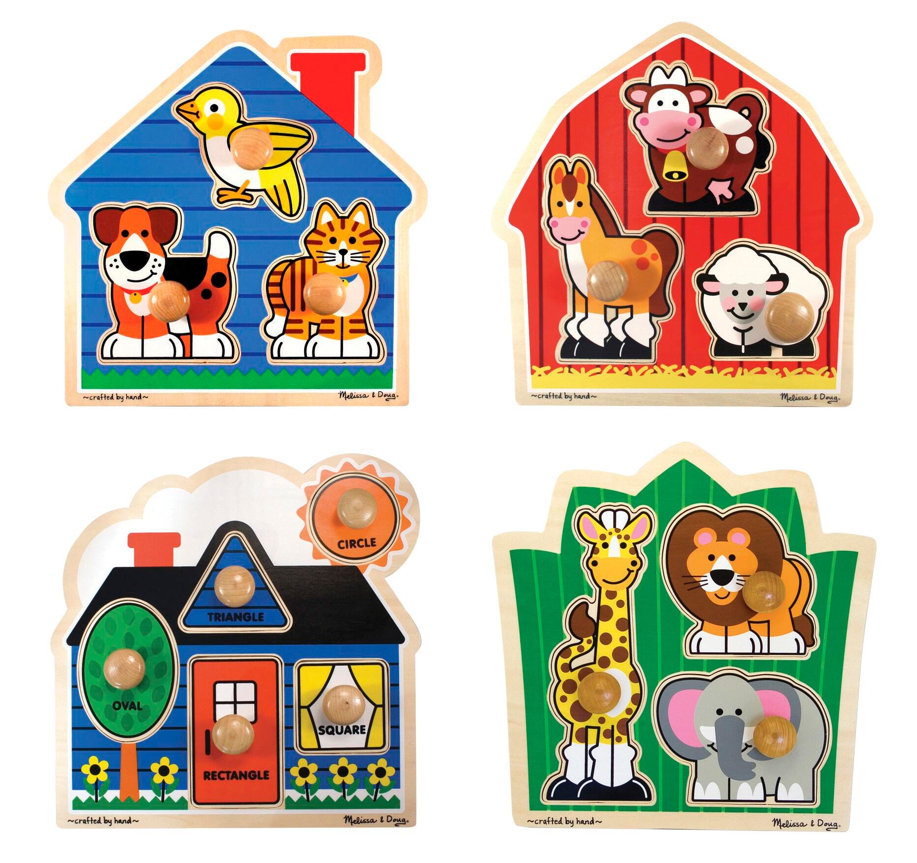 JUMBO KNOB WOODEN PUZZLE SET SET OF 4