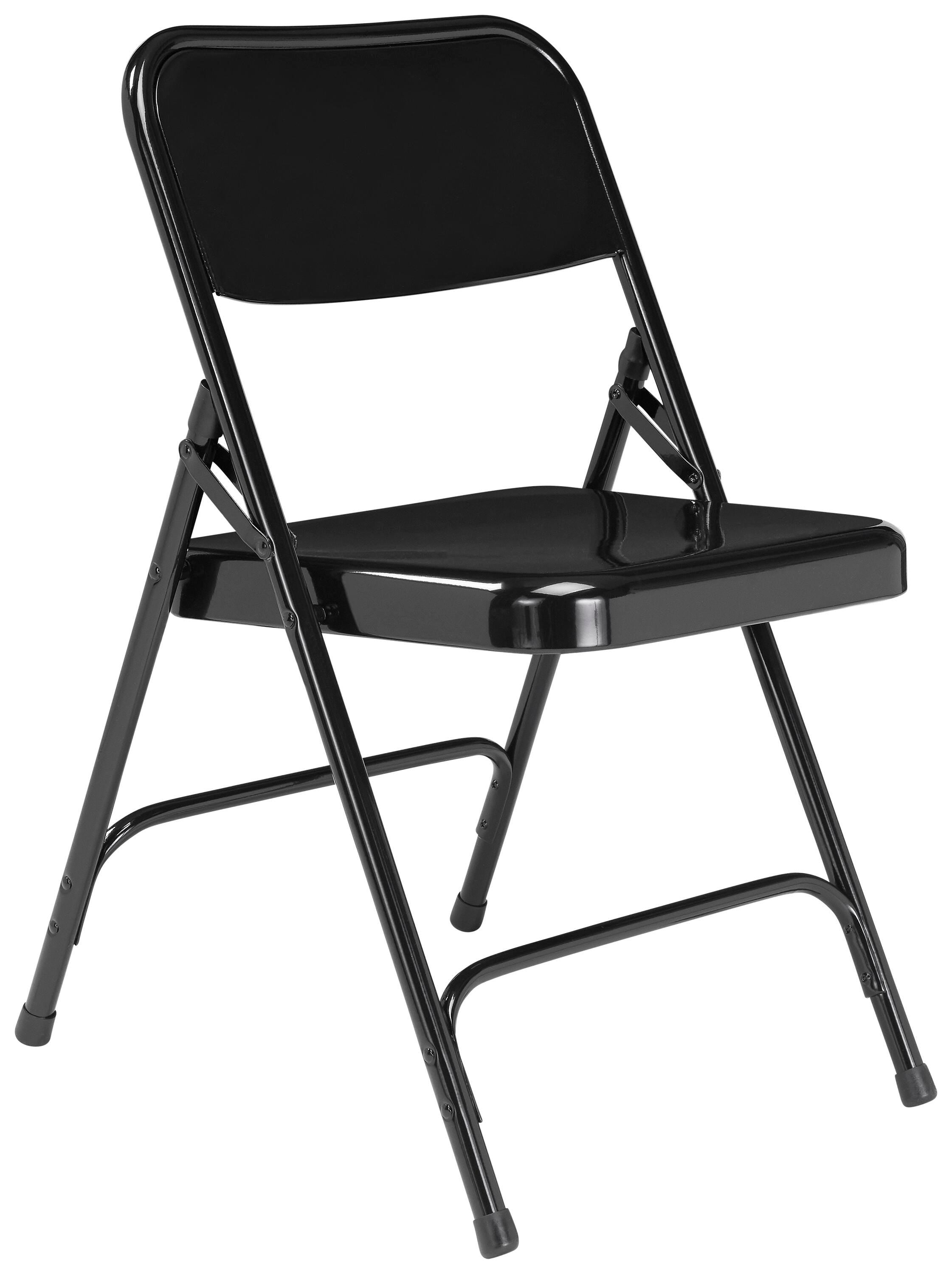 CHAIR FOLDING - NPS 200 SERIES-PREMIUM ALL STEEL DOUBLE HINGE FOLDING CHAIR - BLACK - 4 PACK