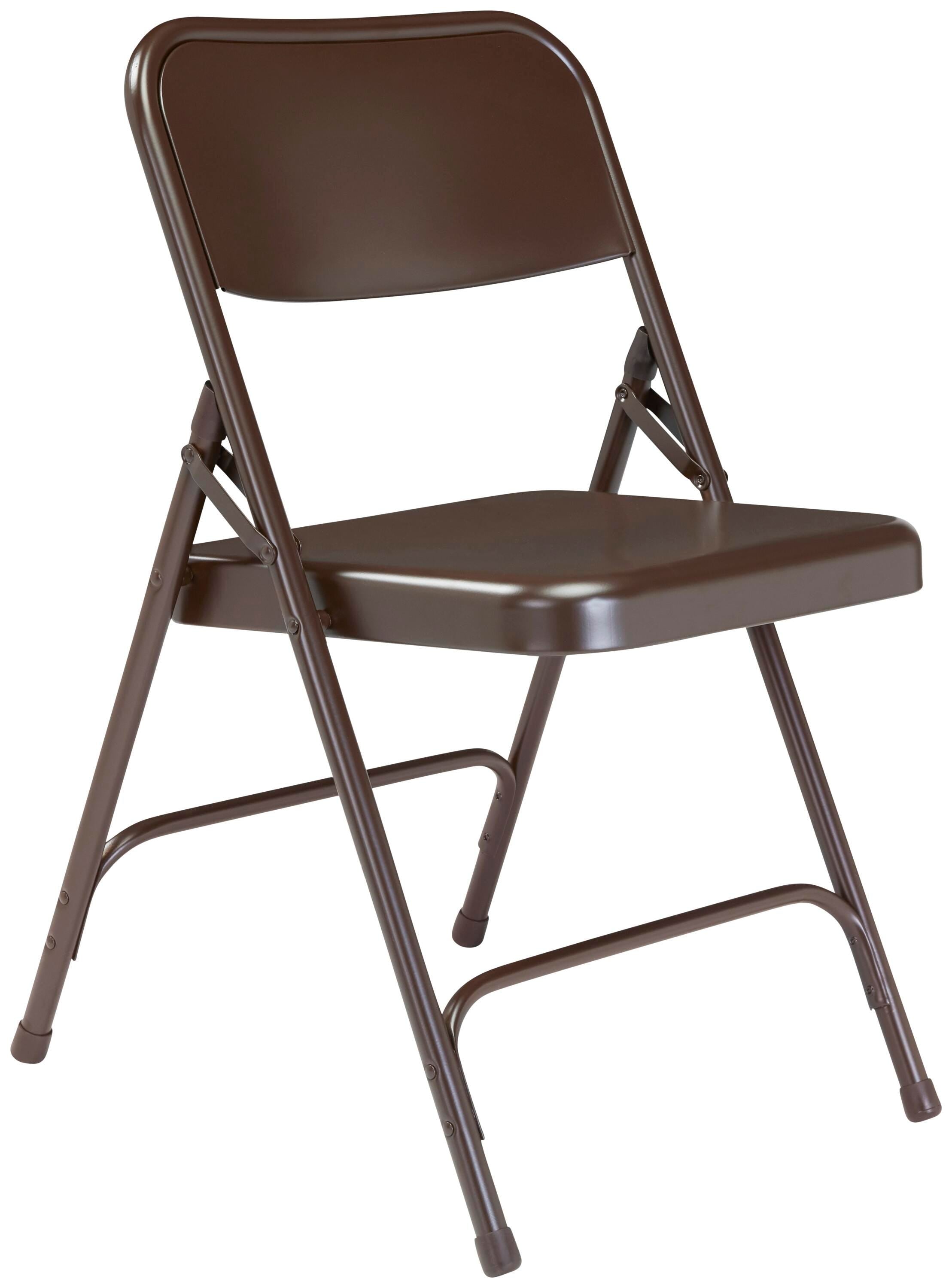 CHAIR FOLDING - NPS 200 SERIES-PREMIUM ALL STEEL DOUBLE HINGE FOLDING CHAIR - BROWN - 4 PACK