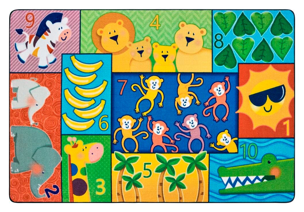 CARPETS FOR KIDS - PIXEL PERFECT JUNGLE JAM COUNTING - 6 FT X 9 FT - RECTANGLE
