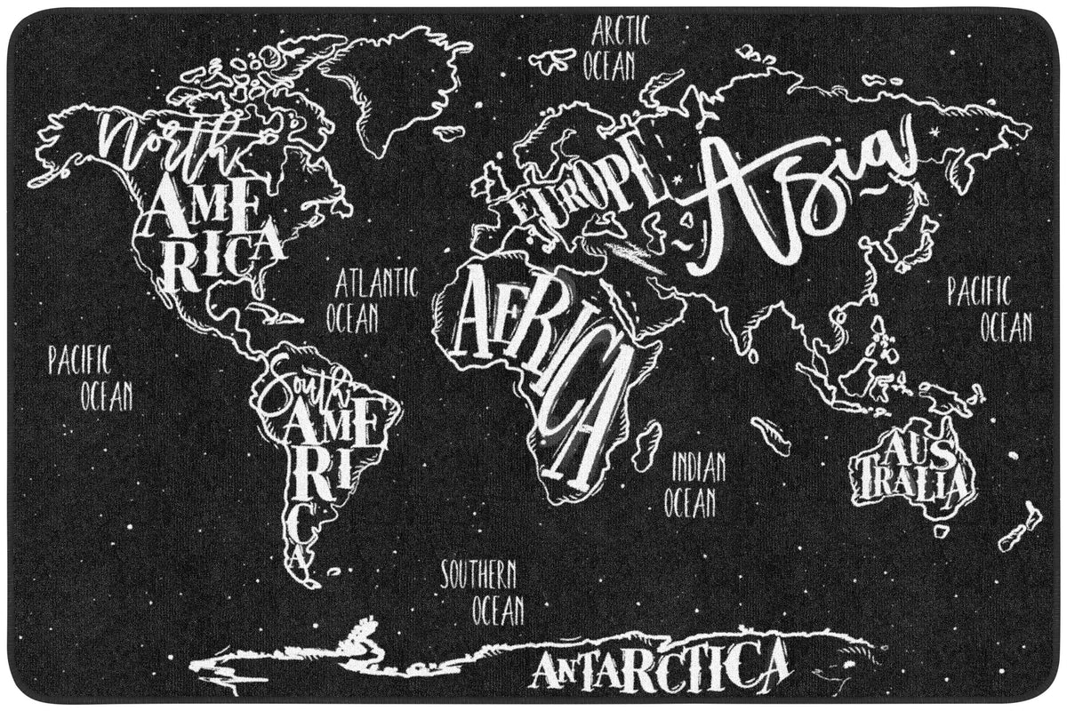FLAGSHIP CARPETS - MODERN WORLD MAP - 7 FT 6 IN X 12 FT RECTANGLE