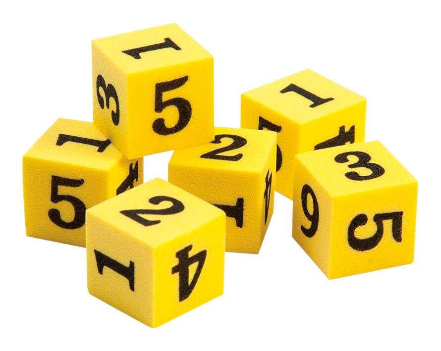 DICE FOAM NUMBER SET OF 6