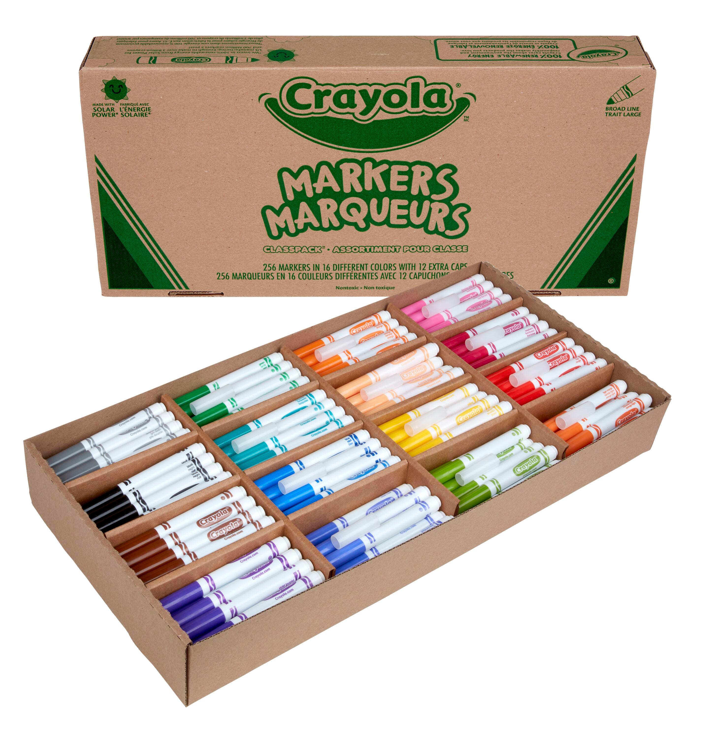 MARKERS CRAYOLA CLASSPACK BROAD LINE 16-COLOR SET OF 256