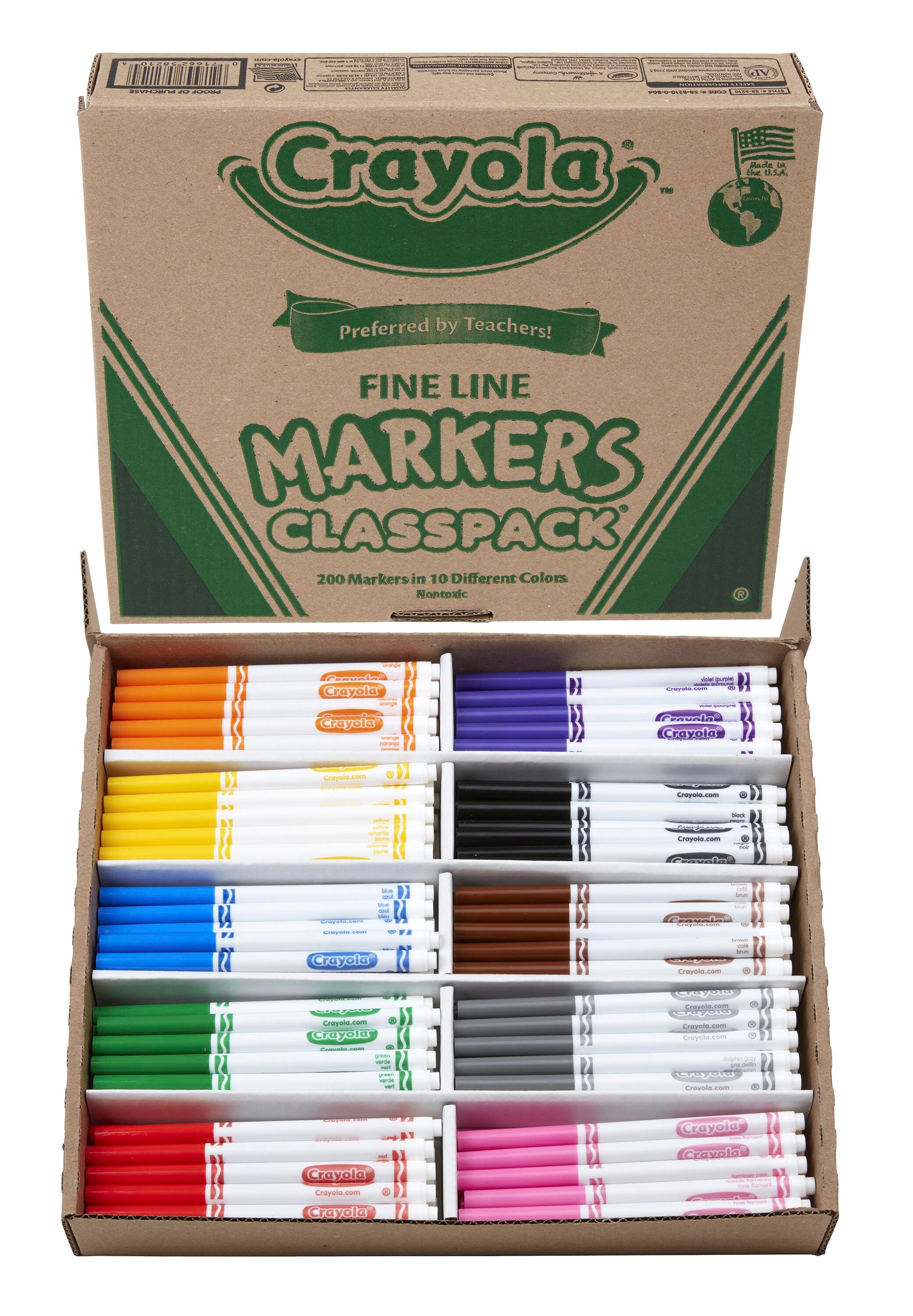 MARKERS CRAYOLA CLASSPACK FINELINE 10-COLOR SET OF 200