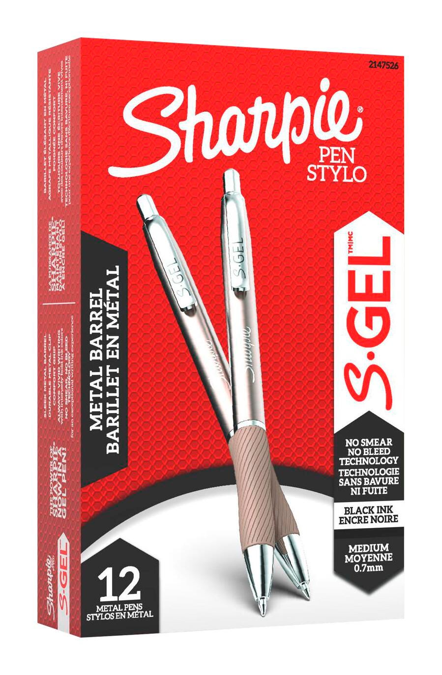 PEN SHARPIE GEL 0.7 MM ROSE GOLD METAL BLACK PACK OF 12
