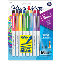PEN FLAIR BOLD TIP ASST SET OF 16