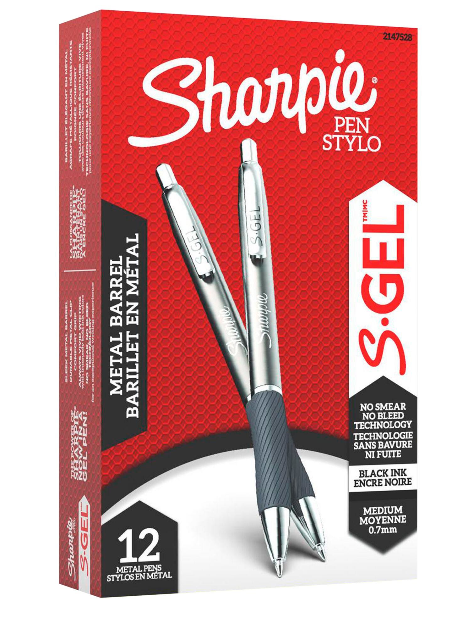PEN SHARPIE GEL 0.7 MM GUN METAL BLACK PACK OF 12