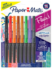 PEN FLAIR METALLIC ASST SET OF 8