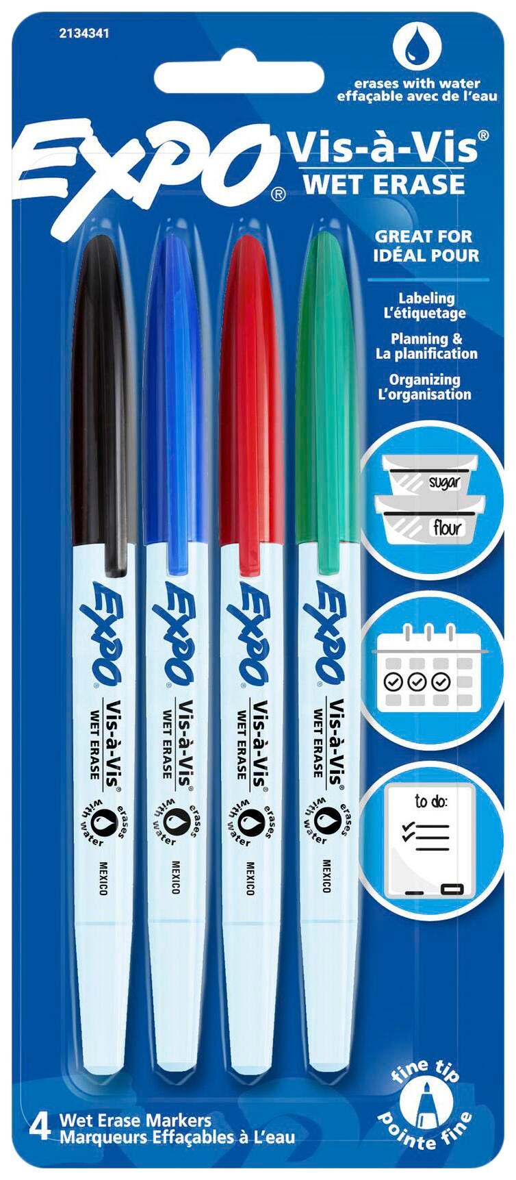 MARKER WET-ERASE VIS-A-VIS FINE ASST SET OF 4