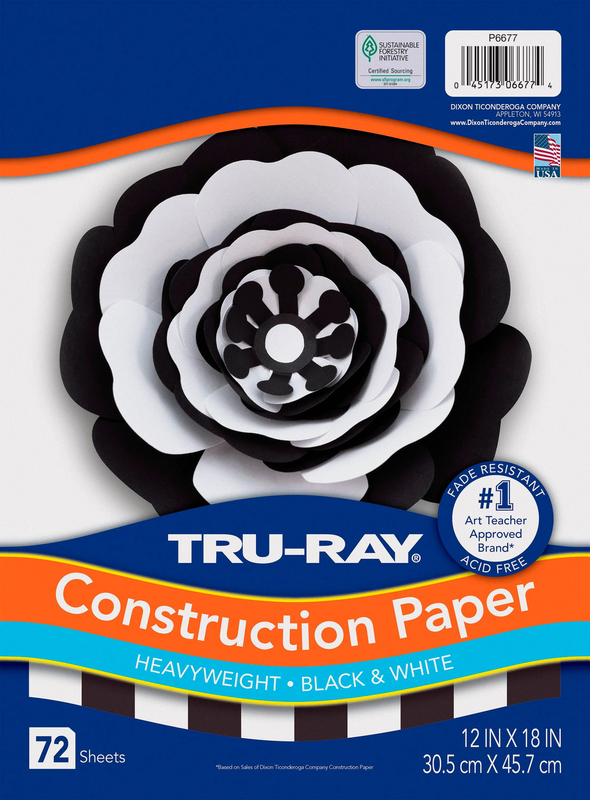 CONST PPR 12X18 BLK WHT TRURAY 72 SHTS