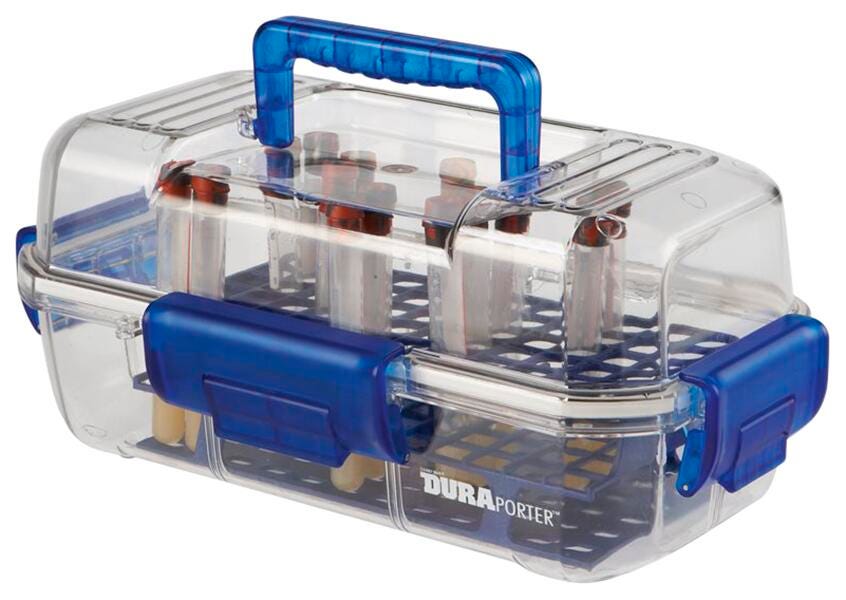 DURAPORTER SAMPLE OR SPECIMEN TRANSPORT CONTAINER CLEAR/BLUE